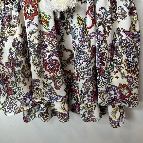 Banana Republic Multicolored Peasant Boho Paisley Tassel Tie Mini Dress Size XS - Picture 12 of 16